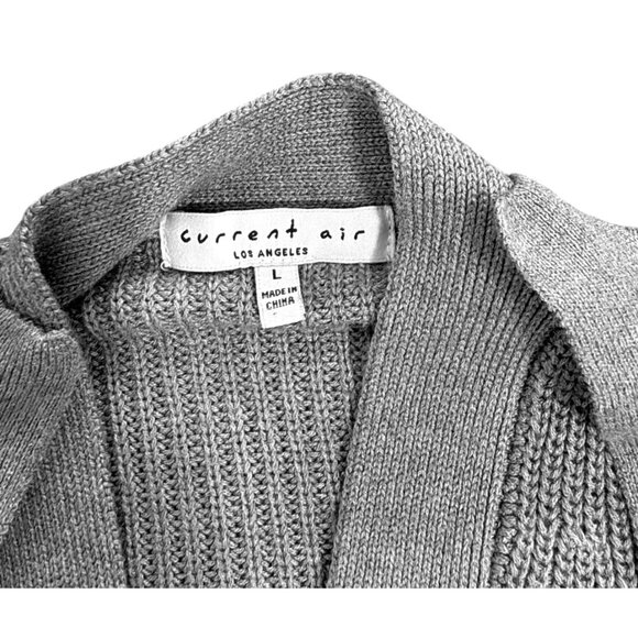 Current Air Gray Longline Cardigan Two-piece Sweater Button Front Pockets Womens - Picture 3 of 6